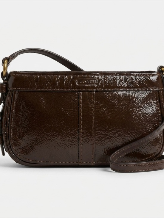 Coach Handbags - Zoe Coach Glossy Patent Leather Crossbody Bag in Dark Brown Y2K
